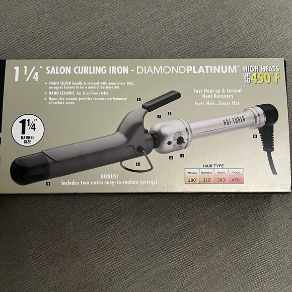 Hot Tools 1 1/4" Salon Curling Iron - Nano Ceramic in Nano Silver - New in Box - Picture 5 of 7